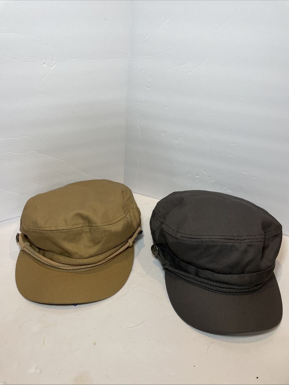 Two Newsboy Style Hat S/M One Tan And One Gray Excellent Condition By Black Horn